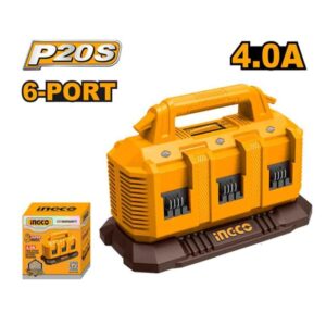 Ingco FCLI2064 P20S 20V 6-Slots 6 battery Fast Intelligent Charger
