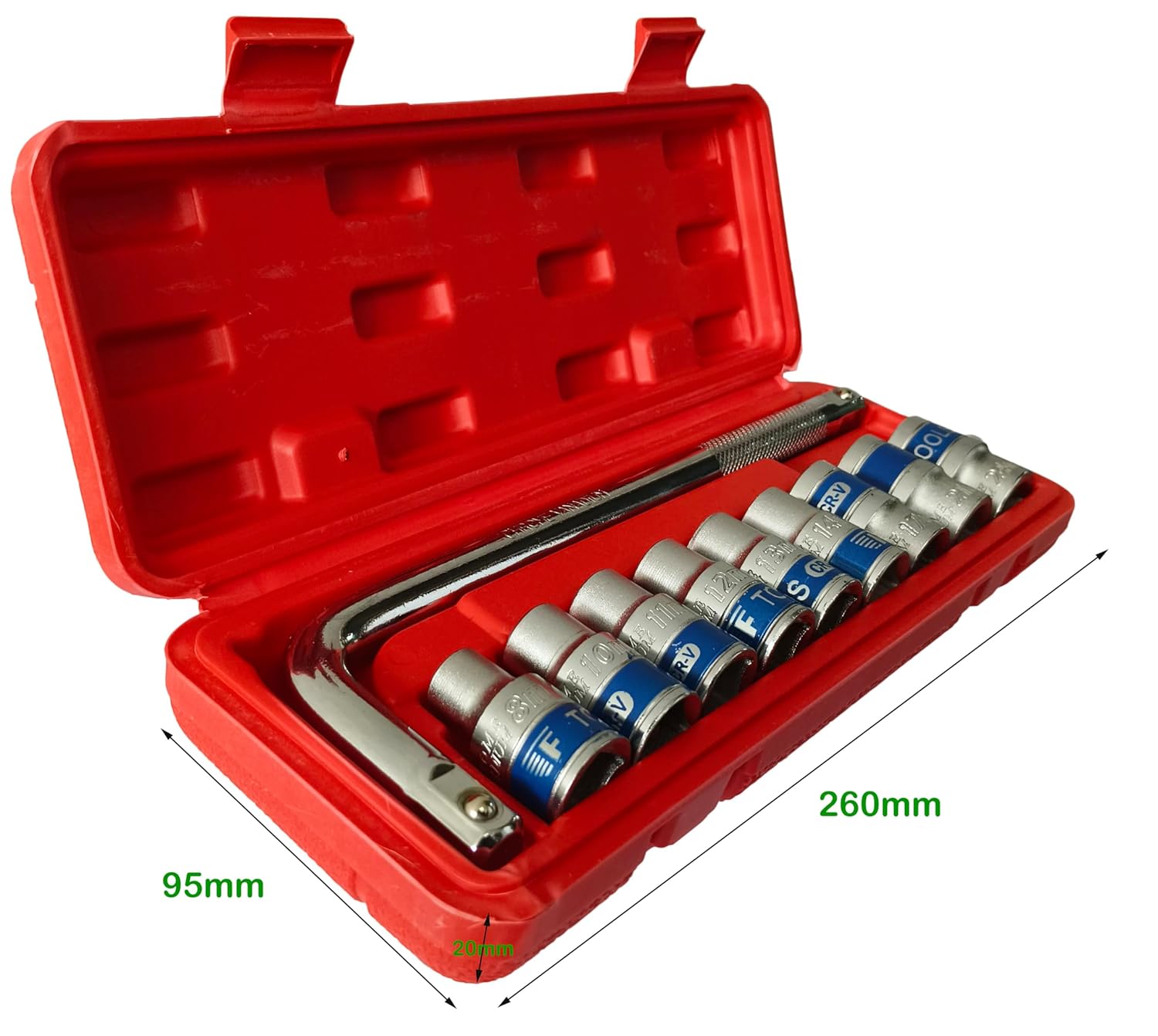 KROST 10 Pcs 1/2 inch Chrome Vanadium Socket Handle Set/Tool Box/Goti Pana for Automobiles/Bike/Car Repair/Home DIY Use - Image 4