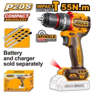 Ingco CIDLI205581 Cordless Impact Drill 13 mm Chuck Size 20 V and 2000 RPM,