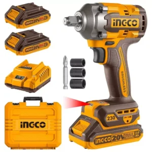 Ingco CIWLI20236 1/2" 20V 2 In 1 Cordless Impact Driver & Wrench With Battery, Charger & Accessories