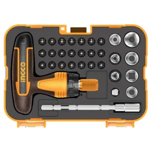 INGCO 31pcs (HKSDB0318) T-Handle Wrench Screwdriver Set For House Hold, Lineman, Car, Motor, Bike, Multi Purpose Use