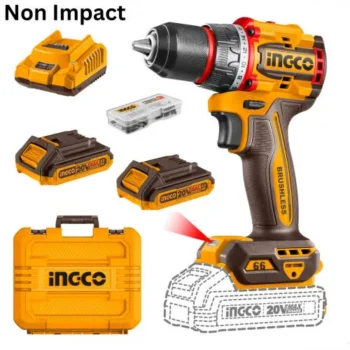 Ingco CDLI20668 13 mm 20V Metal Chuck Cordless Drill With Battery, Charger & Accessories, 2000 RPM
