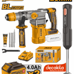 KROST 36V Cordless Hammer Impact Drill 100pc Kit Dual Speed Keyless Chuck Drill |Cordless Drill Kit | Drill Driver | Screwdriver with 2 Batteries, Variable Speed and Torque Setting (25+3). (Combo Kit)