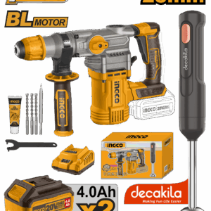 Ingco COSLI231001 20V Cordless Combo Kit – Rotary Hammer & Hand Blender, 4.5J Impact Energy, Dual 4.0Ah Batteries