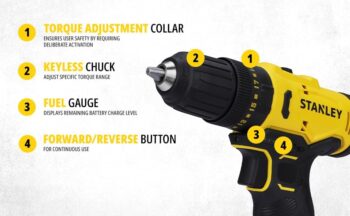 Stanley 12V Cordless Hammer Drill Driver with Battery And Charger