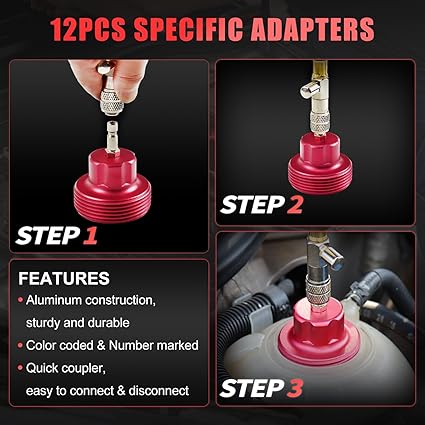 KROST Radiator Pressure Leakage Tester Tool Kit, 14PCS Automotive Cooling System Water Tank Leak Test Detector Set - Image 4