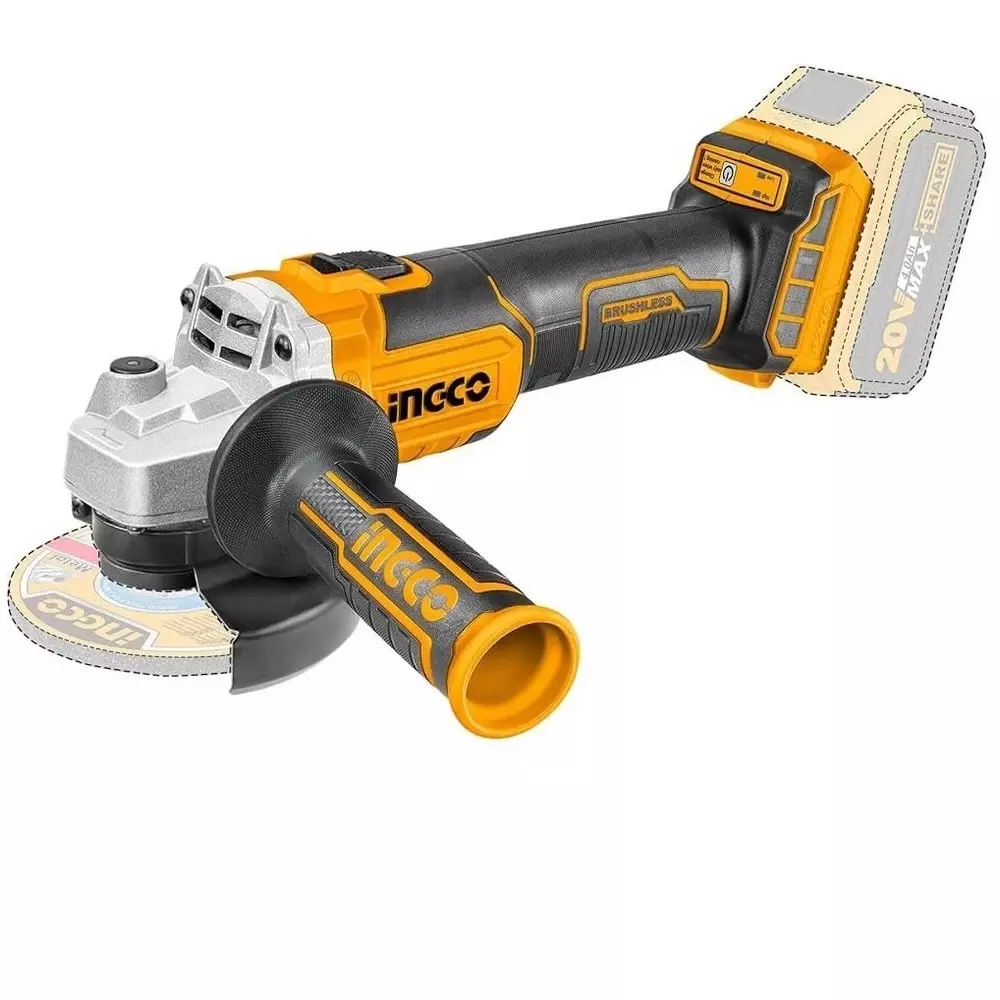 Ingco CAGLI261021 100mm 20V Cordless Angle Grinder With Battery, Charger & Cutting Disc, 3000/6000/9000 RPM - Image 2