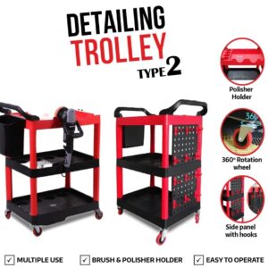 KROST Car Detailing Trolley Type 2 On Wheels-3 Shelves