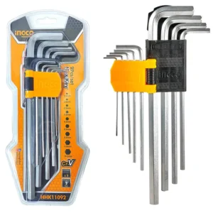 Ingco HHK11092 Professional 9pcs Hex Key Set, Extra Long Arm