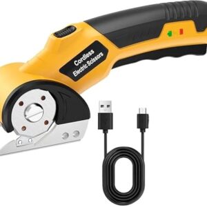 KROST Cordless Electric Scissors,4V Cardboard Cutter,Rechargeable Rotary Cutter for Cutting Cardboard,Leather,Packages,Plastic,with Safety Lock