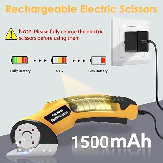 KROST Cordless Electric Scissors,4V Cardboard Cutter,Rechargeable Rotary Cutter for Cutting Cardboard,Leather,Packages,Plastic,with Safety Lock - Image 2