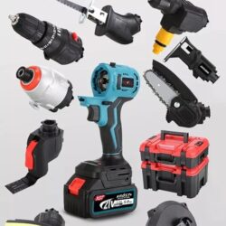 KROST Cordless Drill Kit – 21V(37V MAX) Electric Drill Tool Combo 9-In-1 Multi-Head Power with 2Pcs Lithium-Ion Batteries and Storage Box, Combo Kit 9-Tool (Kit)