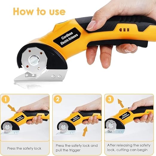 KROST Cordless Electric Scissors,4V Cardboard Cutter,Rechargeable Rotary Cutter for Cutting Cardboard,Leather,Packages,Plastic,with Safety Lock - Image 5