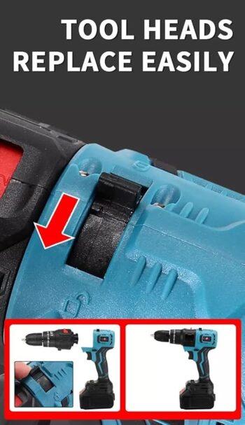 KROST Cordless Drill Kit - 21V(37V MAX) Electric Drill Tool Combo 9-In-1 Multi-Head Power with 2Pcs Lithium-Ion Batteries and Storage Box, Combo Kit 9-Tool (Kit)
