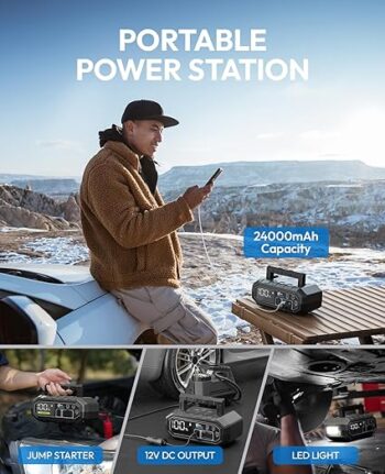 GREEN KEEPER GK-J1205 Car Jump Starter 4000A 12V for Vehicles Fast Charger Power Bank with USB C Ports, LED Light, Smart Protection