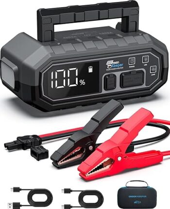 GREEN KEEPER GK-J1205 Car Jump Starter 4000A 12V for Vehicles Fast Charger Power Bank with USB C Ports, LED Light, Smart Protection