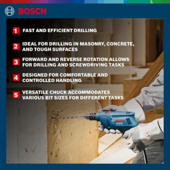 BOSCH Professional GSB 500 RE Corded-Electric Drill Tool Set,500 W Motor 100pc Tools Box Kit