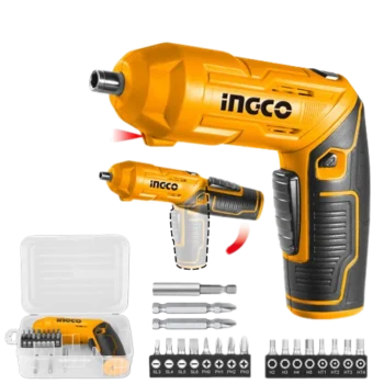 Ingco CSDLI0442 4V Lithium-Ion Cordless Screwdriver with Adjustable Handle and LED Work Light