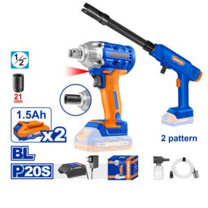 WADFOW 2pcs Combo WCD1512-WQX1528 Cordless impact wrench and Cordless pressure washer