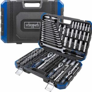 Scheppach Germany Professional Socket Set, 218-Piece, Chrome Vanadium Steel, 1/4", 3/8" & 1/2" Drive with Storage Case