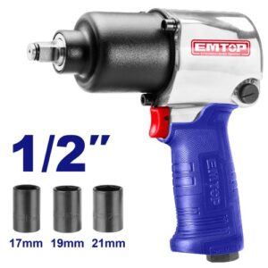 EMTOP EATLI26801 1/2″ Air Impact Wrench 610Nm With 3 pcs socket
