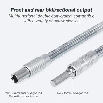 KROST Metal Flexible Drill Bit Extension, Flexible Shaft Adapter with Quick Change Magnetic 1/4'' Hex Shank 200mm Length | Connecting Link for Electronic Screwdriver