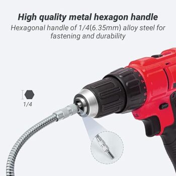 KROST Metal Flexible Drill Bit Extension, Flexible Shaft Adapter with Quick Change Magnetic 1/4'' Hex Shank 200mm Length | Connecting Link for Electronic Screwdriver