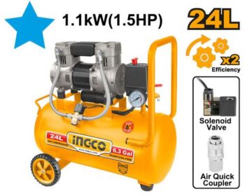 INGCO (ACS111242) 24L Oil Free Air Compressor 8 Bar with 1.5 HP Aluminium Wire Motor