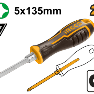 Ingco AKISD0203 CR-V Black Multipurpose Portable Screw Driver 5X135mm