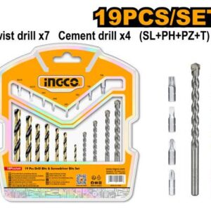 Ingco (AKSDB1901)19 Pcs High-Speed Steel Drill Bit & Screwdriver Bit Set