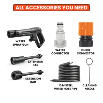 KP Tech High pressure washer 1800W | 130Bar(1850PSI) Pressure | With 3 Axial-plunger wobble-plate pump