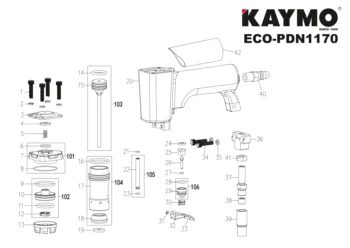 KAYMO ECO-PDN1170 PNEUMATIC DECORATIVE NAILER WITH PLASTIC NAIL STAND, Air Pressure: 90 psi