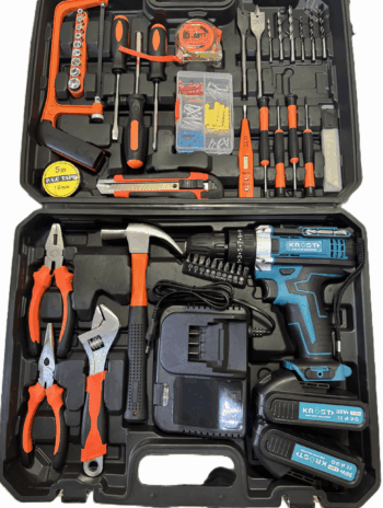 KROST 36V Cordless Hammer Impact Drill 100pc Kit Dual Speed Keyless Chuck Drill |Cordless Drill Kit | Drill Driver | Screwdriver with 2 Batteries, Variable Speed and Torque Setting (25+3). (Combo Kit)