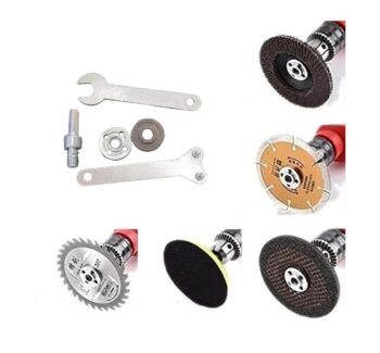 Angle Grinder Converter Attachment For Drill Machine With 3 Pcs Cutting Blade, 1 Pc Grinding Wheel, 1 Pc Flap Disc & 1 Pc Velcro Pad With Paper