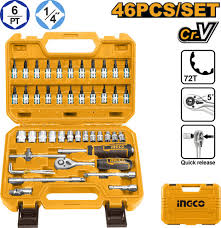 Ingco HKTS14462 Professional 46 Pcs 1/4″ Socket Set