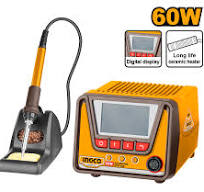 INGCO SI016923 60W Adjustable Temperature Soldering Station with Welding Iron Holder Set