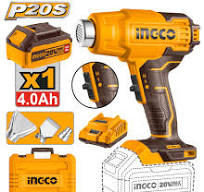 Ingco HGLI20025 20V Cordless Temperature Adjustable Heat Gun With Battery, Charger & Nozzle