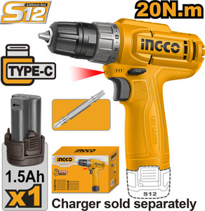 Ingco CDLI12456 12V Cordless Drill 10mm With Battery 750 RPM