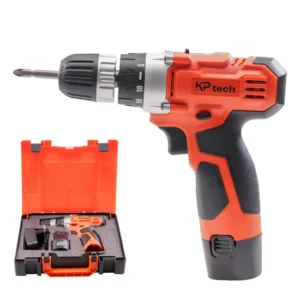 KP Tech Cordless Drill | 12V | 0-1450 RPM Speed | 22NM Max Torque | 1-10MM Chuck Capacity | Integrated Worklight | 1 Pcs 1.5Ah Battery | 1 Pcs Charger | 1 Pcs CR-V 65MM Bit