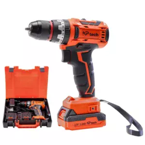KP Tech Cordless Drill | 12V | 0-1450 RPM Speed | 35NM Torque | 1-10MM Chuck Capacity | With Spindle Lock | 20+1+1 Torque Settings | 2 Pcs 1.5Ah Battery | 1 Pcs Charger | 1 Pcs CR-V 65MM Bit