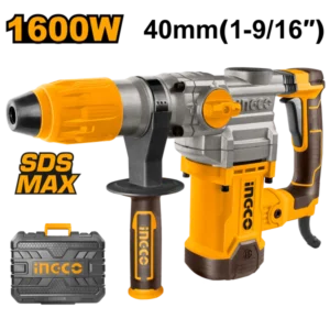 Ingco (RH1600388)1600W 10.0J Impact Energy Rotary Hammer With 3-Mode Operation, Drill Bits & Chisels