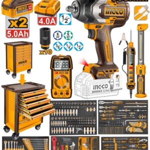 INGCO HTCS283692 369-Piece Tool Set + Metal Cabinet with Drawers Super Saver Combo