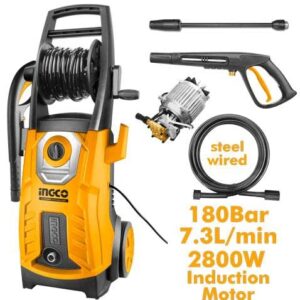 Ingco HPWR28008 180 Bar,2800W, Induction Motor High Pressure Car Washer With Accessories