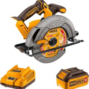 Ingco CSLI18511 20V Lithium-Ion Circular Saw with Brushless Motor and Adjustable Cutting Features