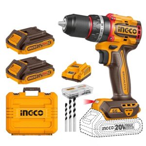 Ingco CDLI20668 13 mm 20V Metal Chuck Cordless Drill With Battery, Charger & Accessories, 2000 RPM