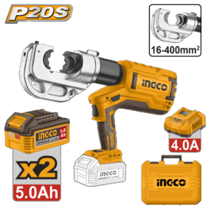 Ingco CTLI2005 20V Cordless Hydraulic Crimp Tool 16-400mm With Battery, Charger & Accessories, Max. Crimping Force 120 KN