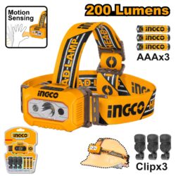 INGCO HHL013AAA8 200 lumens LED Headlamp With Maximum Beam Distance Of 91m
