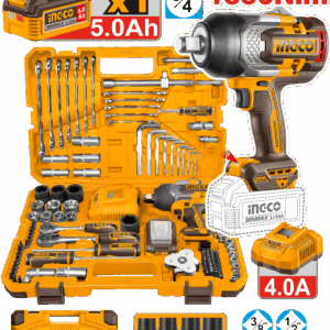 Ingco HKTHP31261 19mm (3/4") 20V Cordless Impact Wrench With 126 Pcs Tool Set