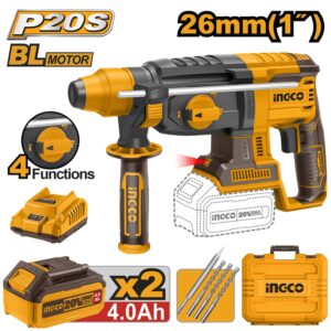 Ingco CRHLI202287 30mm 20V Lithium-Ion Cordless Rotary Hammer With Accessories, 5000 BPM