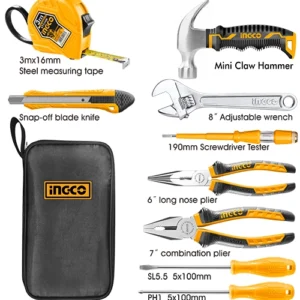 Ingco HKTH20809 Pcs Hand Tool Set Suitable For Home Repair, Installation, Electrical, Mechanical, DIY Projects